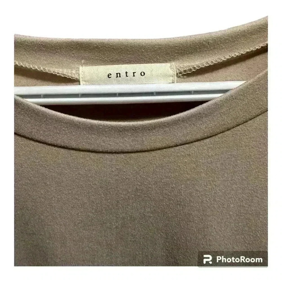 Entro oversized T-shirt  Peblum Top in tan Size Medium Women’s - Picture 4 of 5